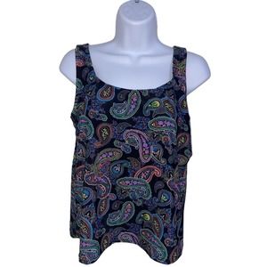 Blair Woman's Paisley Tank Top Built-In Bra‎ Swim Top Multicolored Size 10